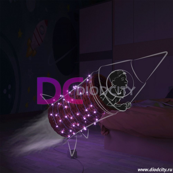 Гирлянда нить Rich LED 10 м, 100 LED, 220 В, прозрачный, цвет фиолетовый