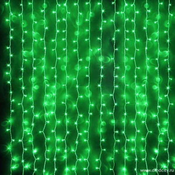 Светодиодный занавес "Дождь", 2 х 6м, зеленые диоды, мерцающий