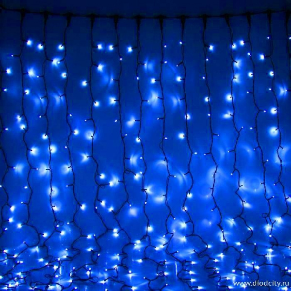 Светодиодный занавес "Дождь", 2 х 3м. синие диоды