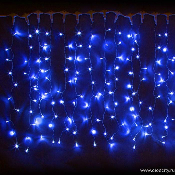Световой занавес "Дождь" 2*1.5м, синие диоды, провод каучук
