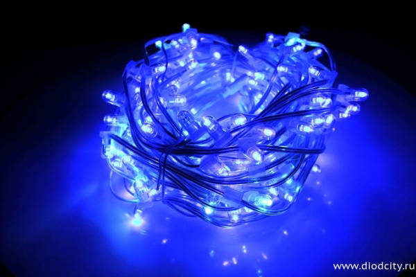 Гирлянда на деревья Клип Лайт мерцающий, 100 м, синий (белый flash)