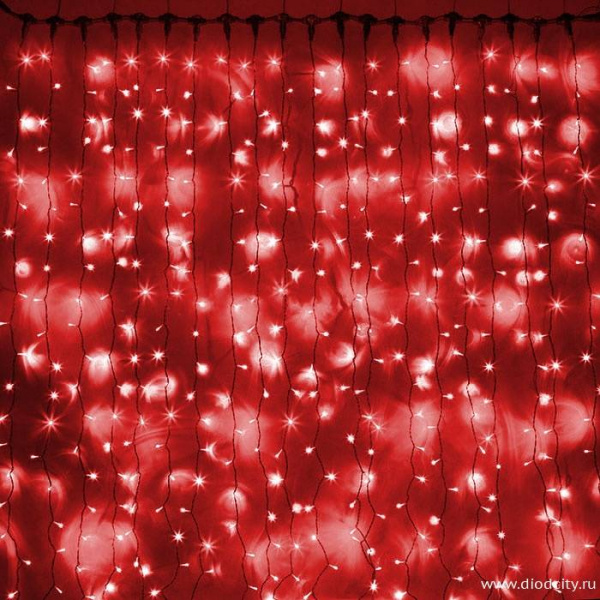 Светодиодный мерцающий занавес "Дождь", IP65, 2x3м, красный Светодиодный мерцающий занавес "Дождь", IP65, 2x3м, красный