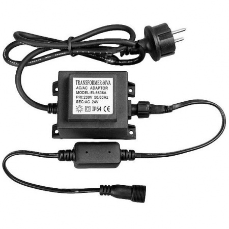 Трансформатор 220/24 В, IP65, герметичный, 60 Вт, шнур подключения 1.5 м.