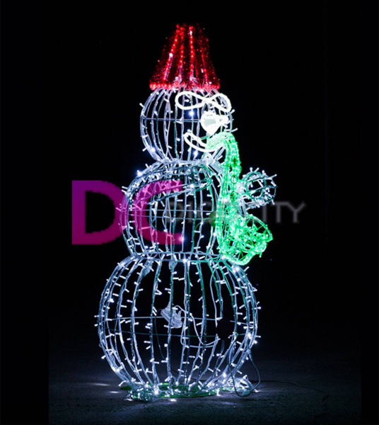 Световая композиция "Снеговики-музыканты", 200 см