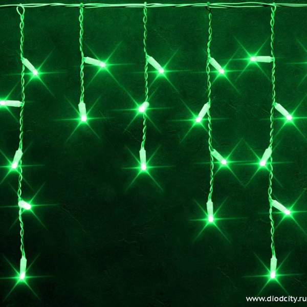 Светодиодная бахрома 3*0.5 м, мерцающая, влагозащищенная, зеленая