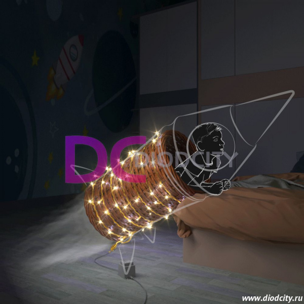 Гирлянда нить Rich LED 10 м, 100 LED, 220 В, прозрачный, цвет тёплый белый