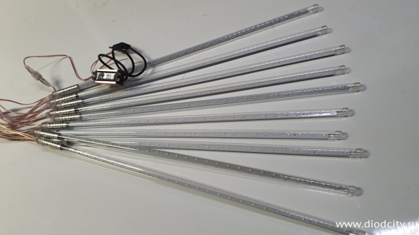 Гирлянда "Тающие сосульки", 10 шт х 50 см, длина 4.5 м, 12 В, цвет  белый