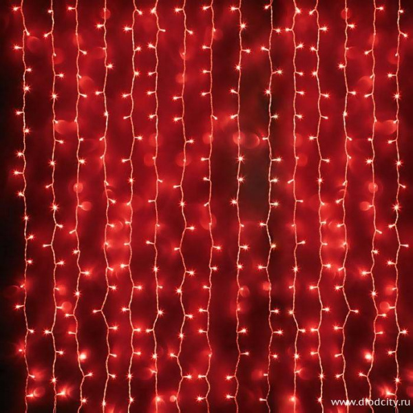 Светодиодный занавес "Дождь", 2 х 6м  красные диоды IP65