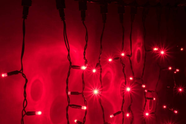 Светодиодный мерцающий занавес "Дождь", IP65, 2x1.5м, красный Светодиодный мерцающий занавес "Дождь", IP65, 2x1.5м, красный