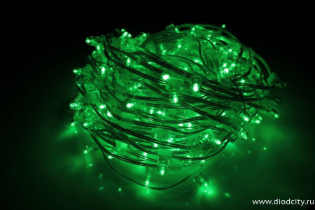 Светодиодный клип-лайт 30М мерцающий, 12V, зеленый (зеленый flash)