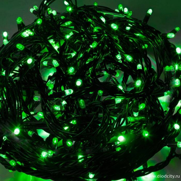 Гирлянда LED Твинкл Лайт, длина 10м, цвет зеленый, с  контроллером