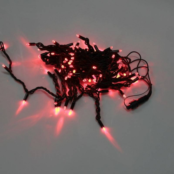 Гирлянда нить Стринг Лайт, 20м, черный провод, красный