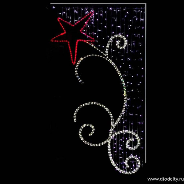 Светодиодная консоль "Звезда на ветке", 225х108 см