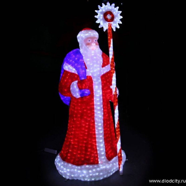 Световая акриловая фигура "Дед Мороз в красной шубе"  2м