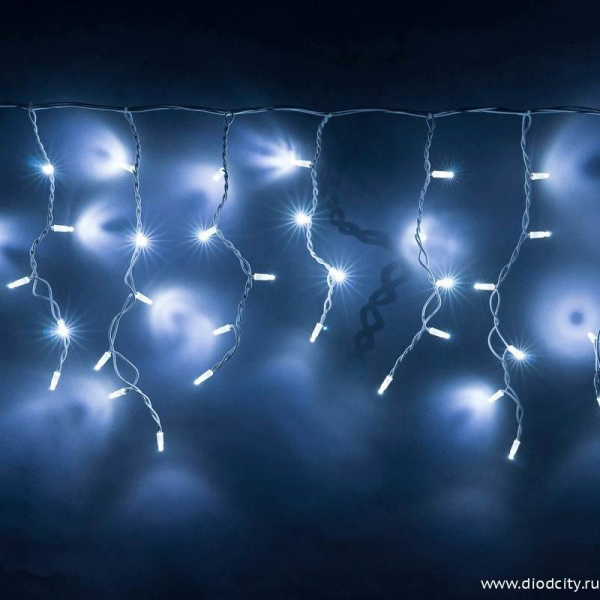 Гирлянда - бахрома  4.8 х 0.6м, холодная белая, мерцающая