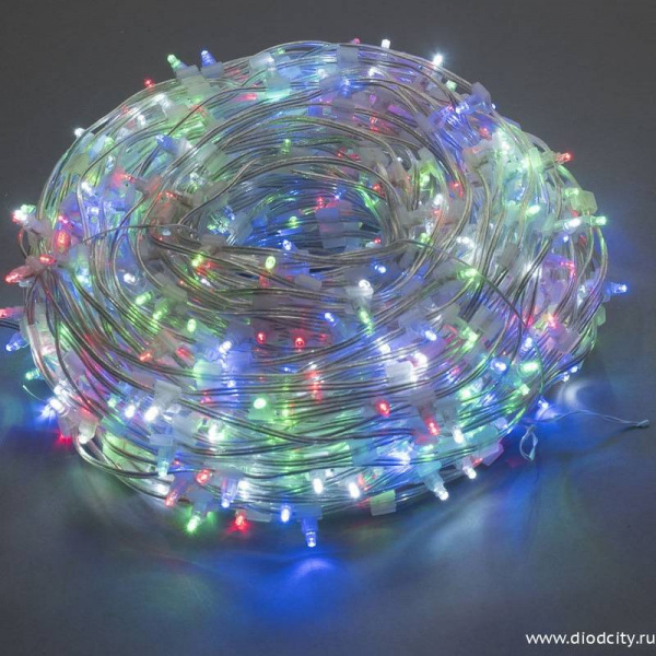 Гирлянда на деревья Клип Лайт мерцающий, 100 м, мультиколор (холодный белый flash)