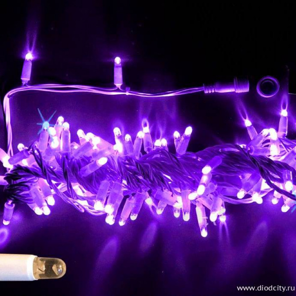 Гирлянда-нить, герметичный колпачок, с мерцанием, 10м, цвет фиолетовый, 24В