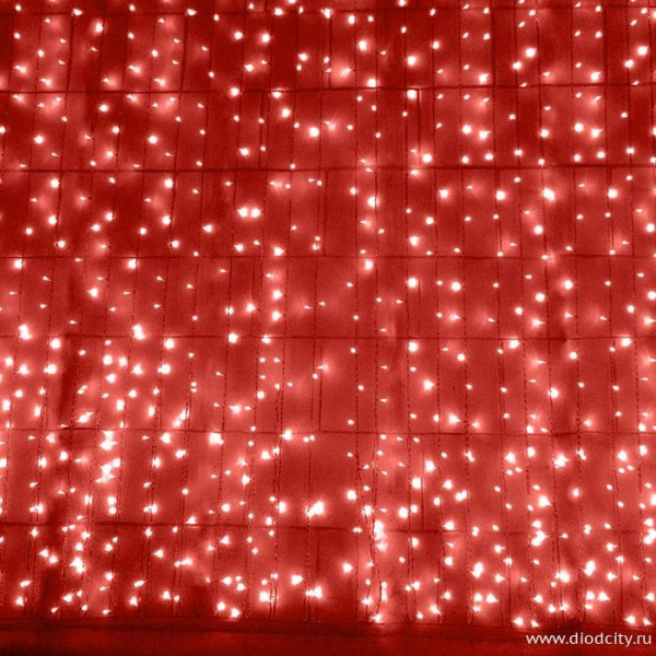 Светодиодный занавес "Дождь", 2 х 9м. красные диоды