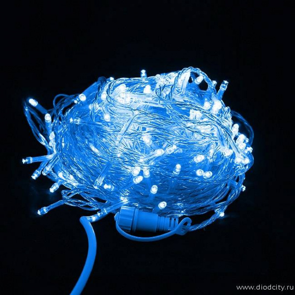 Гирлянда-нить, мерцающая, 20м, провод прозрачный, цвет синий