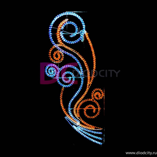 Светодиодная консоль "Перо Жар-птицы", 200х90 см, желтая Светодиодная консоль "Перо Жар-птицы", 200х90 см, желтая