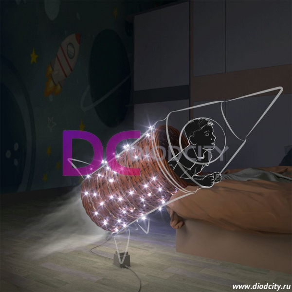 Гирлянда нить Rich LED 10 м, 100 LED, 220 В, прозрачный, цвет белый