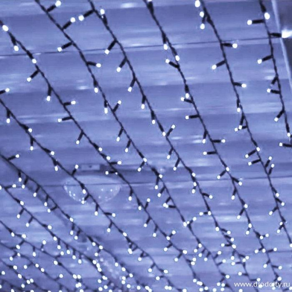 Светодиодный мерцающий занавес "Дождь", IP65, 2x9м, белый Светодиодный мерцающий занавес "Дождь", IP65, 2x9м, белый