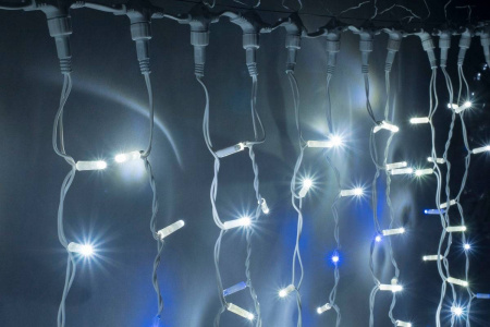 Светодиодный мерцающий занавес "Дождь", IP65, 2x9м, белый