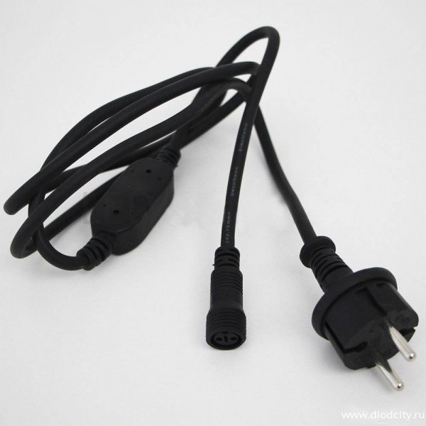 Силовой шнур для гирлянд черный/белый, материал каучук, длина 1,6 метра