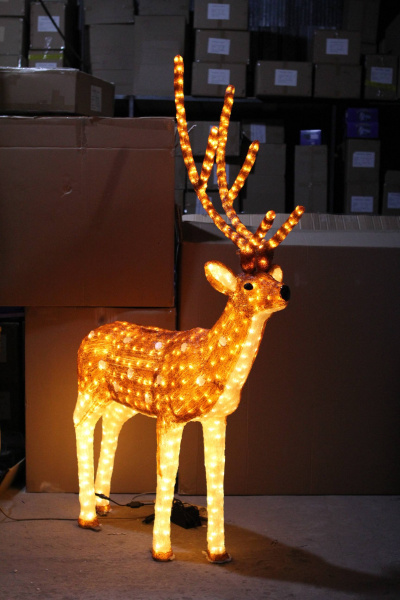 Световая акриловая фигура "Олень папа коричневый"  160 см