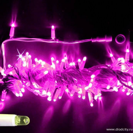 Гирлянда-нить, герметичный колпачок, с мерцанием, 10м, цвет розовый, 24В