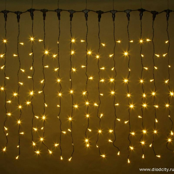 Светодиодный занавес "Дождь", 2 х 1.5м. желтые диоды