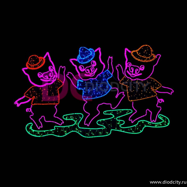 Световое панно "Три поросенка" 200 см