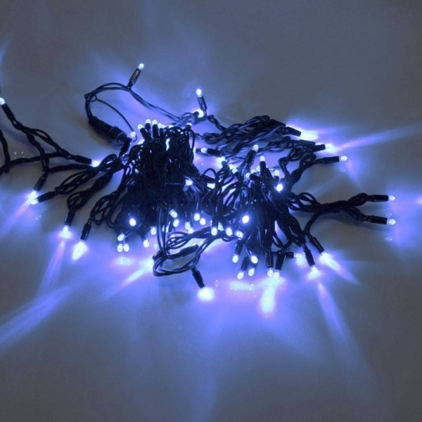 Гирлянда нить Стринг Лайт, 20м, черный провод, синяя, 24V
