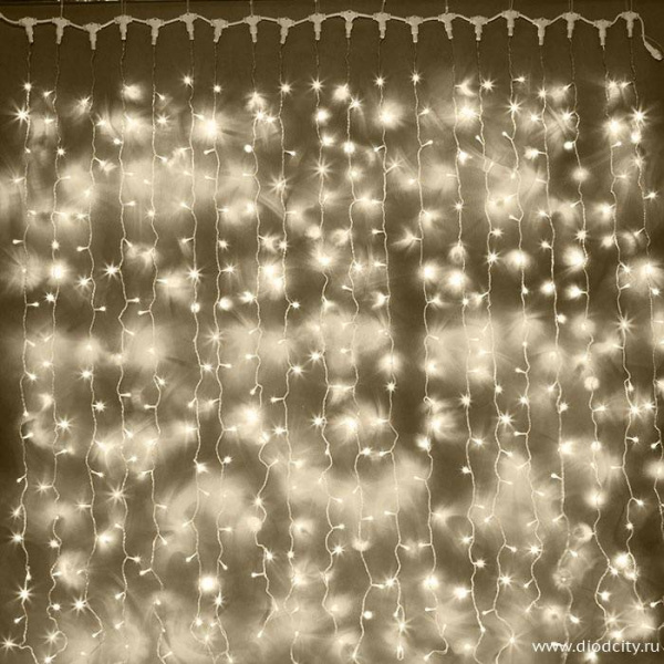 Светодиодный мерцающий занавес "Дождь", IP65, 2x3м, теплый белый Светодиодный мерцающий занавес "Дождь", IP65, 2x3м, теплый белый