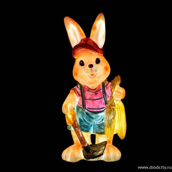 Обьемная фигура из стекловолокна "ЗАЙЧИК С КУКУРУЗОЙ", 32*28*68 см, 24 В