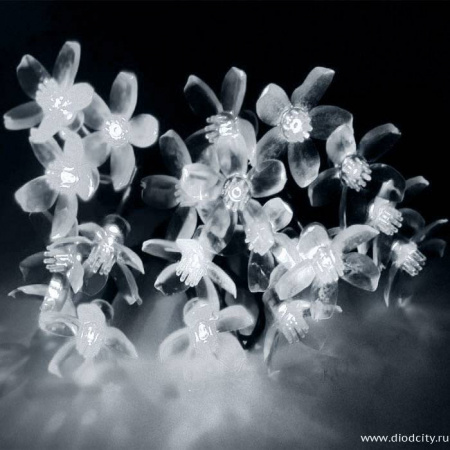 Гирлянда " Цветки сакуры" , длина 10 м, цвет белый