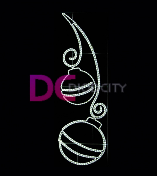 Светодиодная консоль "Праздничные шары" 200х60 см, белая Светодиодная консоль "Праздничные шары" 200х60 см, белая