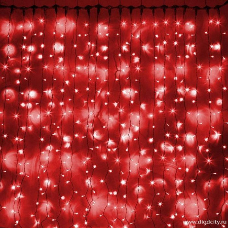 Светодиодный мерцающий занавес "Дождь", IP65, 2x6м, красный