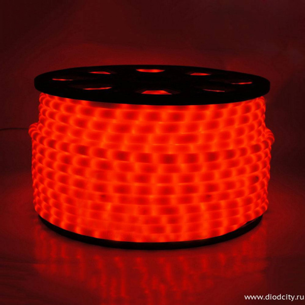 Светодиодный дюралайт-фиксинг, 13мм, 360°, красный