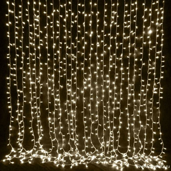 Светодиодный занавес "Дождь", 2 х 9м теплые белые диоды IP65