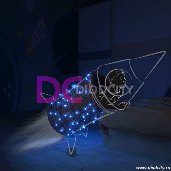 Гирлянда нить Rich LED 10 м, 100 LED, 220 В, прозрачный, цвет синий