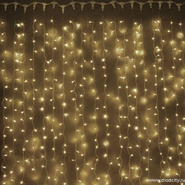 Светодиодный занавес "Дождь", 2 х 3м теплые белые диоды IP65