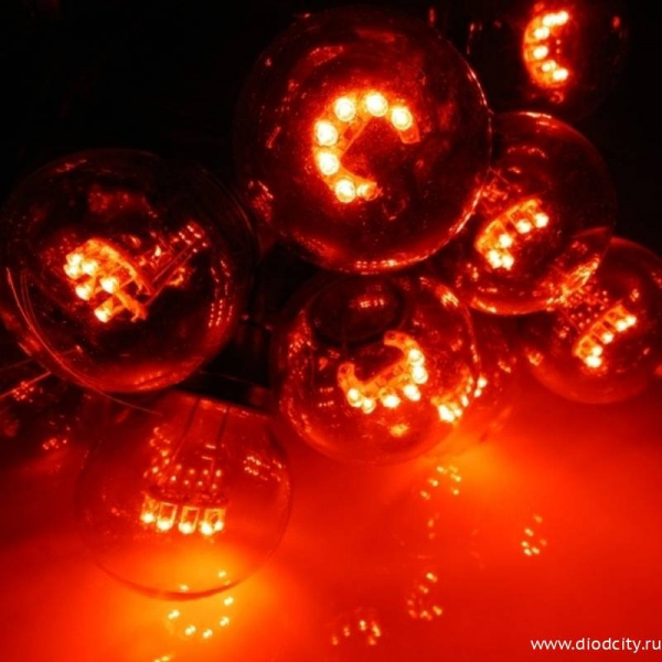 Гирлянда Белт Лайт 20 ламп,цвет красный, 10 м, шаг 50см, D50мм