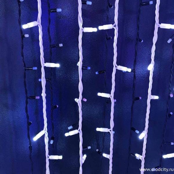 Световой занавес "Дождь" 2*3м, белый, провод каучук