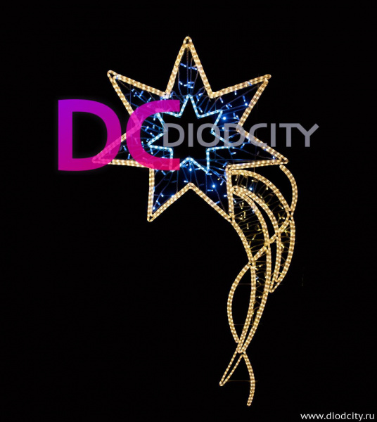 Светодиодная консоль "Рождественская звезда" 250х100 см  белая, тепл. белая мерцающая Светодиодная консоль "Рождественская звезда" 250х100 см  белая, тепл. белая мерцающая