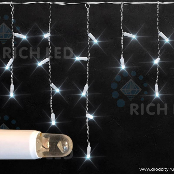 Светодиодная бахрома Rich LED 3х0.5 м, IP65,провод ПВХ, белая
