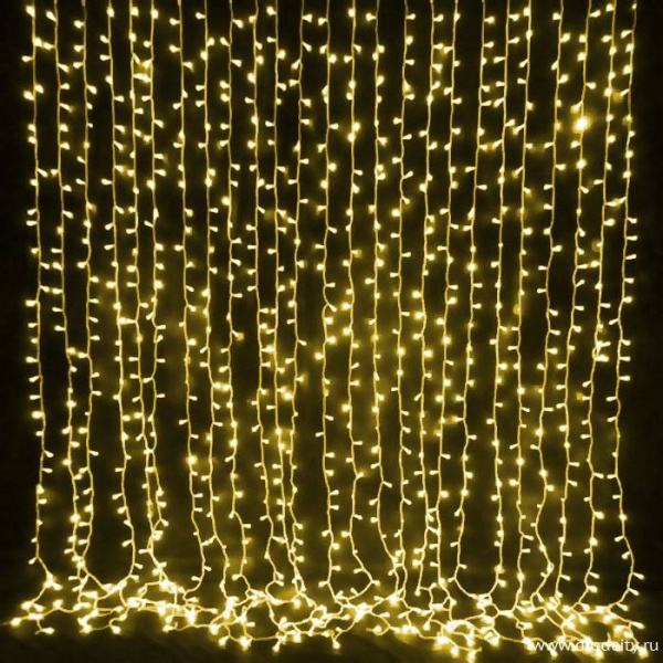 Светодиодный занавес "Дождь", 2 х 9м  желтые диоды IP65