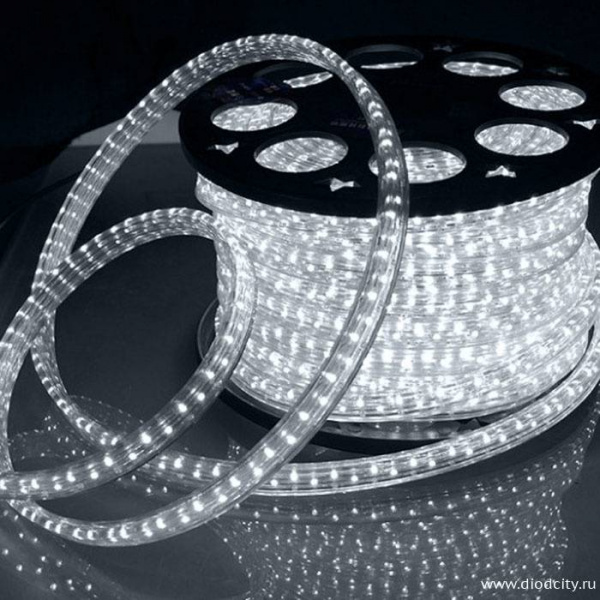 Светодиодный дюралайт 3-х жильный плоский 11*18мм, белый