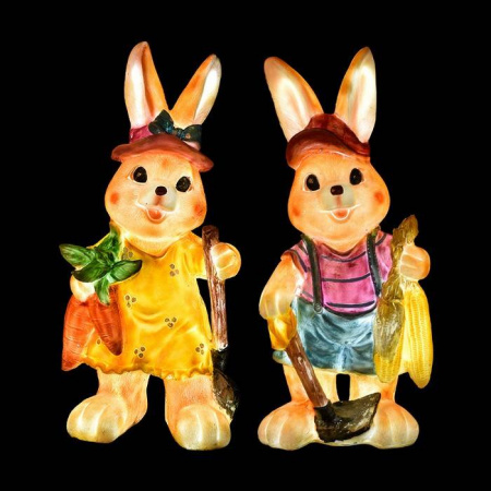 Обьемная фигура из стекловолокна "ЗАЙЧИК С КУКУРУЗОЙ", 32*28*68 см, 24 В