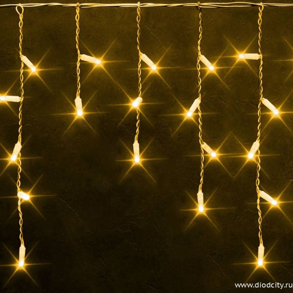 Светодиодная бахрома 3*0.5 м, герметичный колпачок, мерцающая, желтая